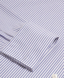 Deep Blue & White Tailored Fit French Cuff Panama Medium Stripe Dress Shirt