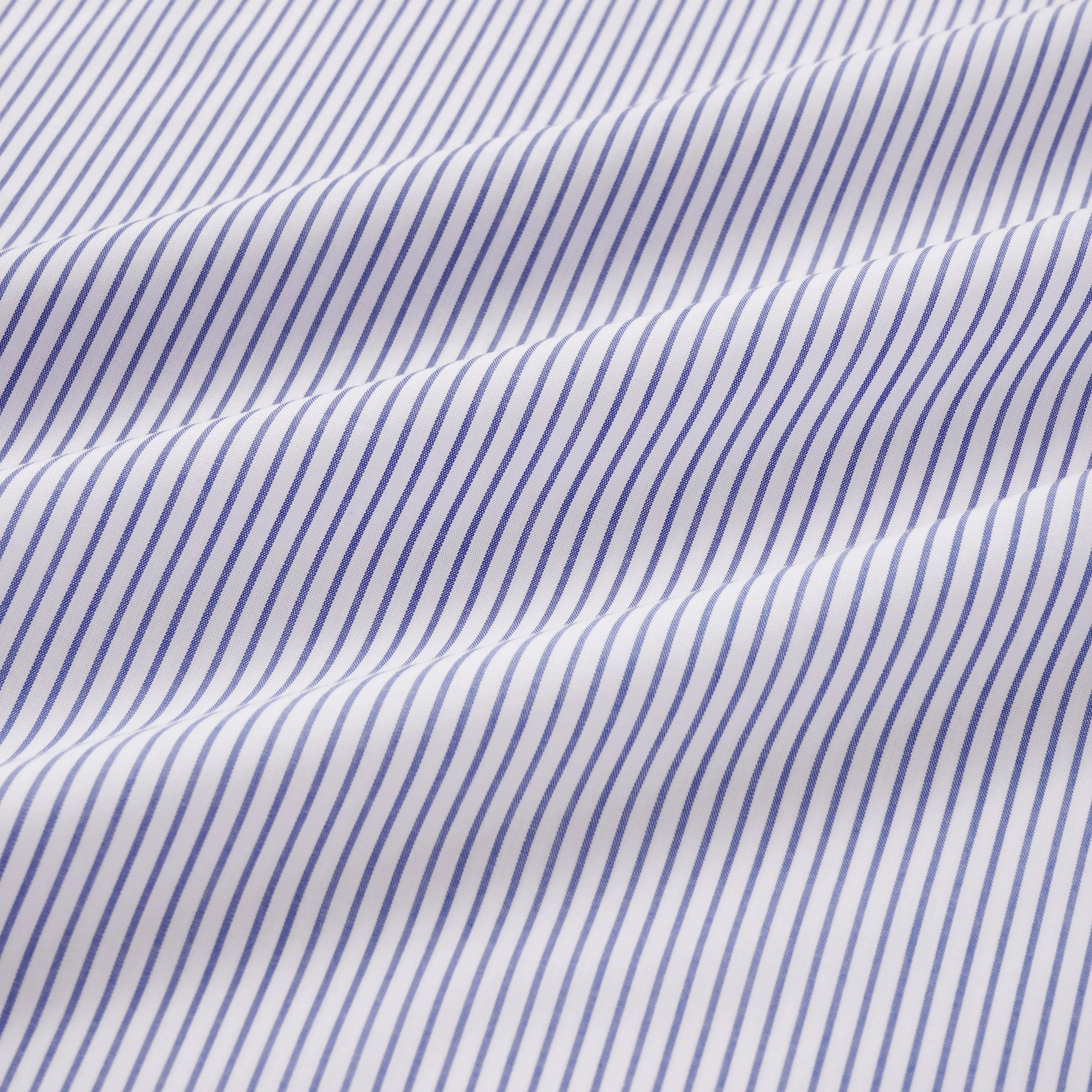 Deep Blue & White Tailored Fit French Cuff Panama Medium Stripe Dress Shirt