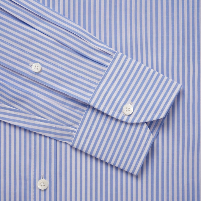Blue & White Classic Fit Panama Stripe Dress Shirt