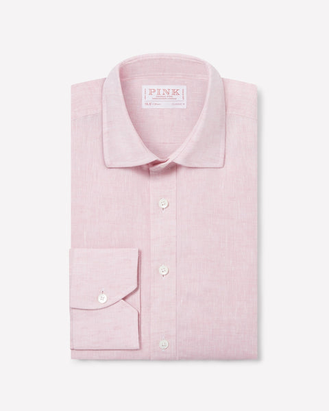 light pink dress shirt mens Pale Pink Classic Fit Essential Linen Formal Shirt