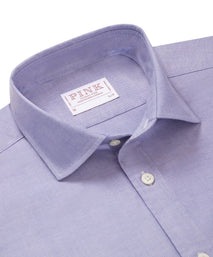 Blue Slim Fit Business Casual Open Weave Oxford Shirt