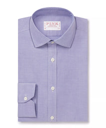 Blue Slim Fit Business Casual Open Weave Oxford Shirt