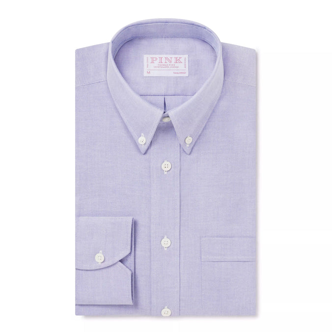 Blue Tailored Fit Smart Casual Button Down Open Weave Oxford Shirt
