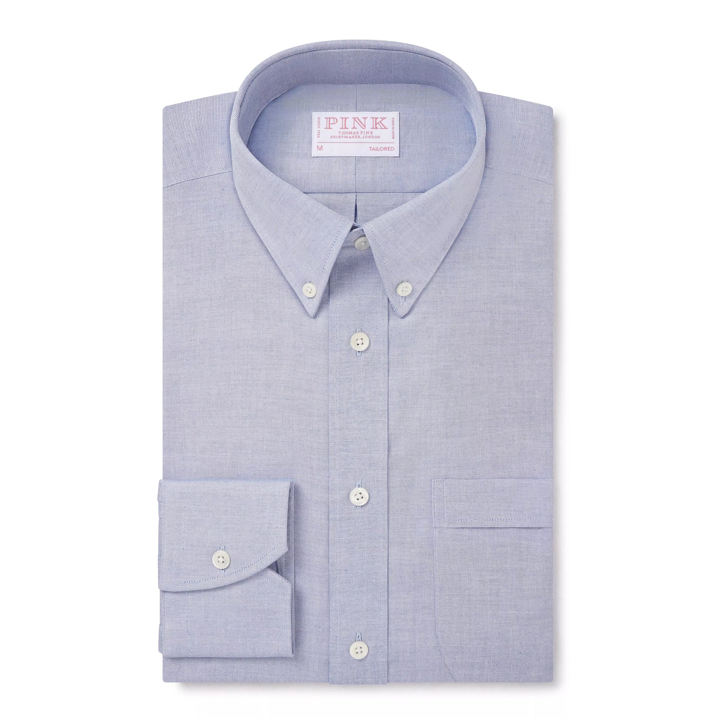 Pale Blue Tailored Fit Business Casual Button Down Fine Oxford Shirt