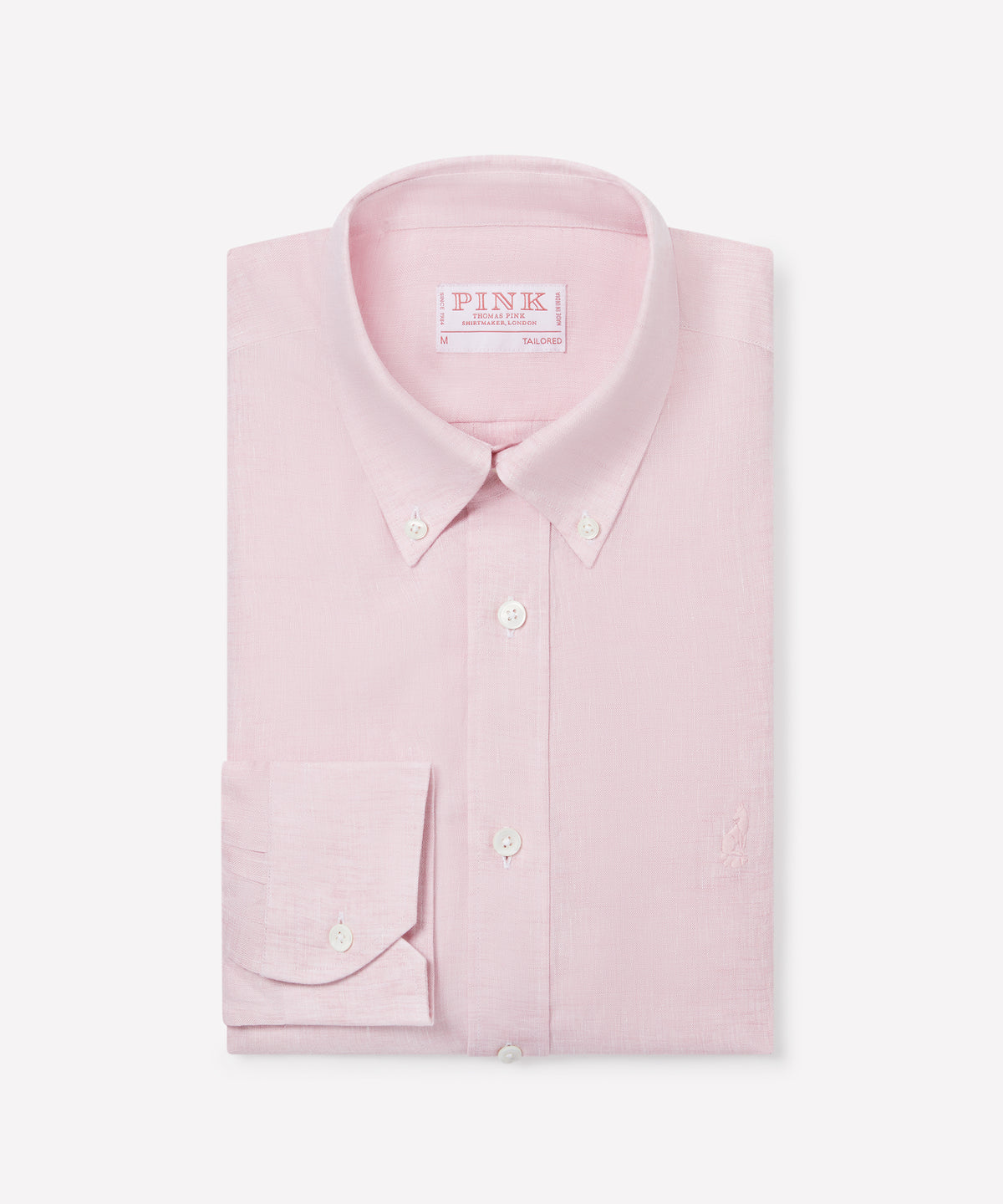 Pale Pink Tailored Fit Essential Linen Button Down Smart Casual Shirt