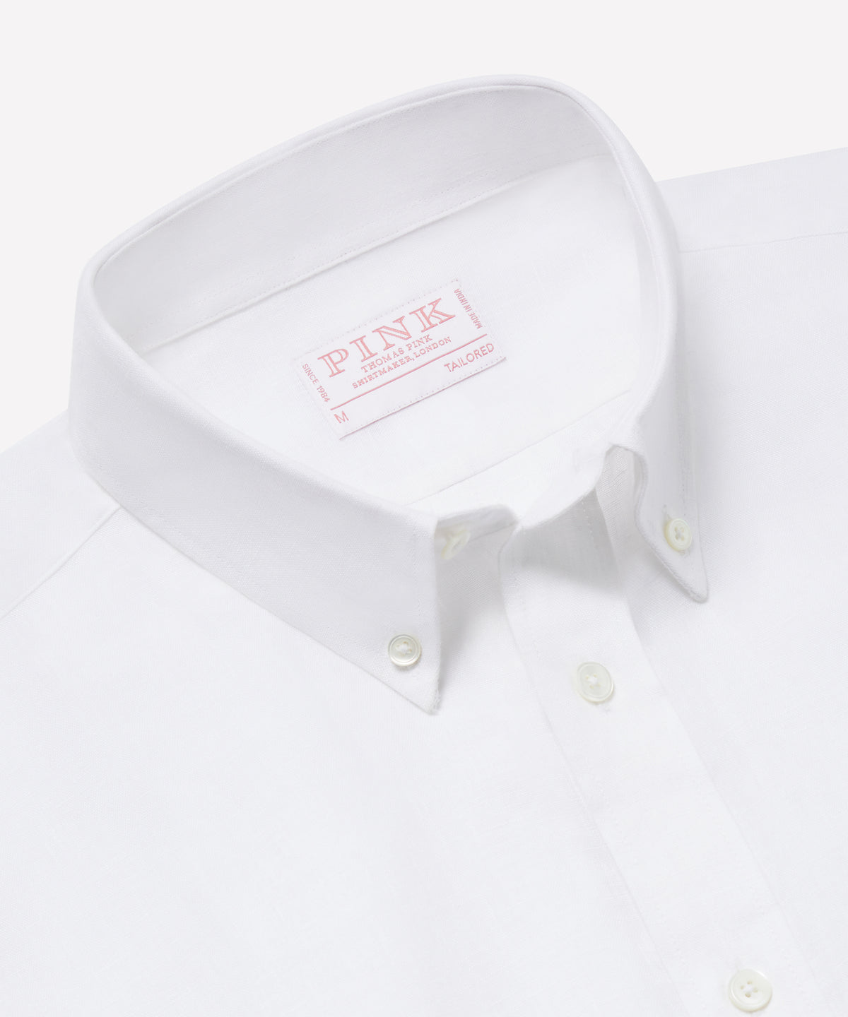 White Tailored Fit Essential Linen Button Down Smart Casual Shirt