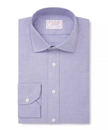 Blue Tailored Fit Business Casual Open Weave Oxford Shirt