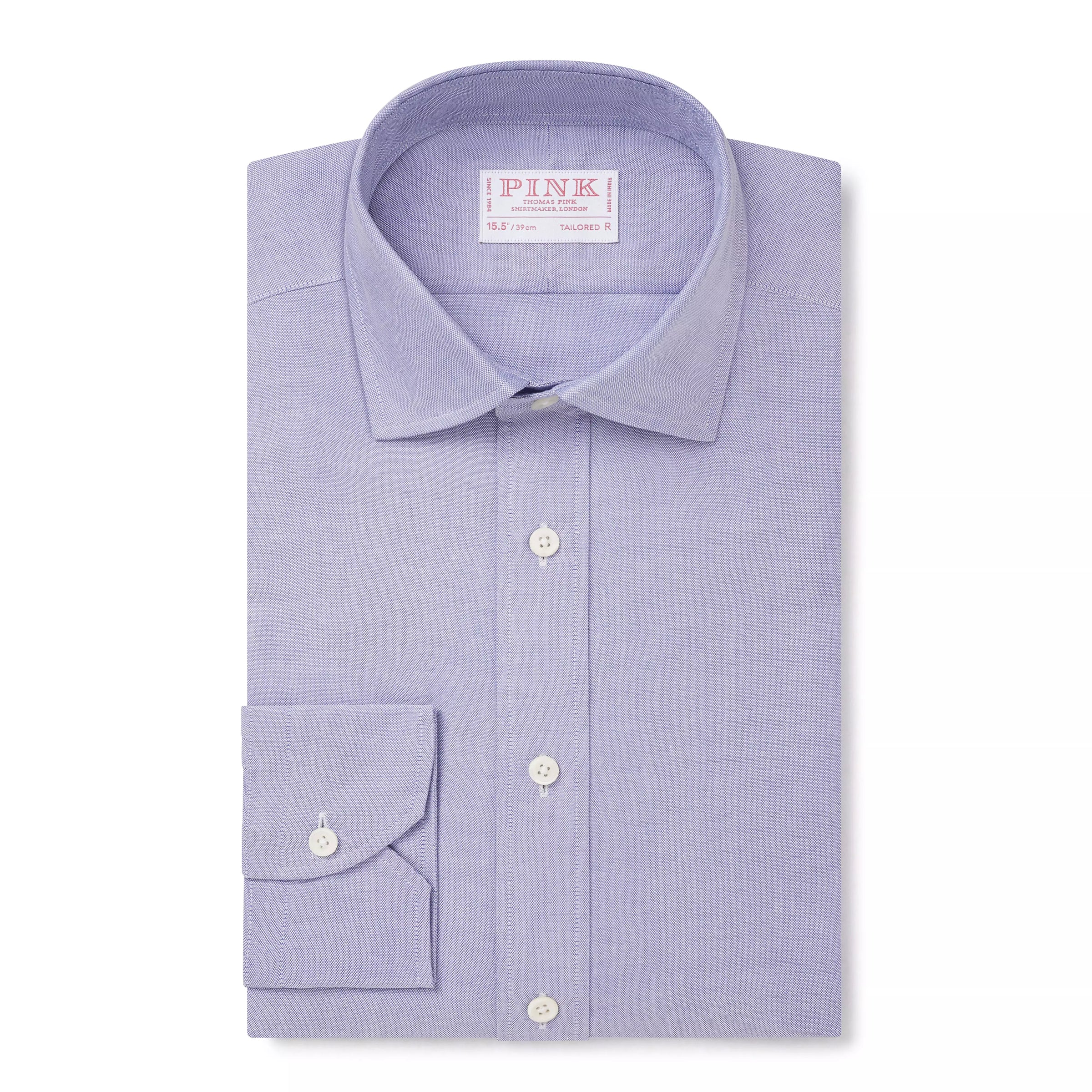 Blue Tailored Fit Business Casual Open Weave Oxford Shirt
