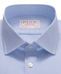 Pale Blue & White Slim Fit French Cuff Puppytooth Dress Shirt