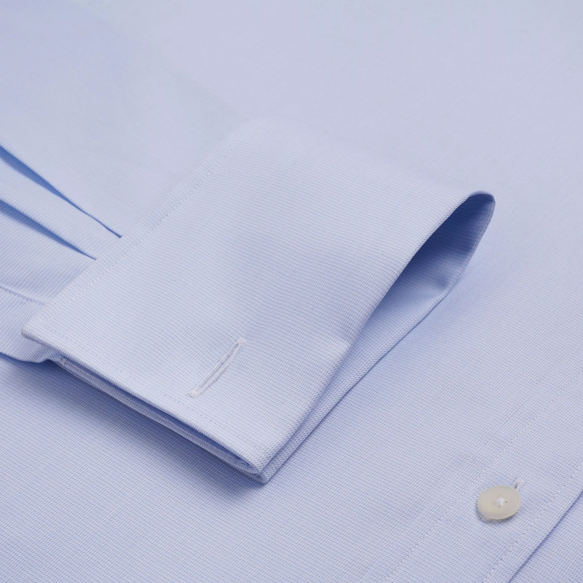 Pale Blue & White Slim Fit French Cuff Puppytooth Dress Shirt