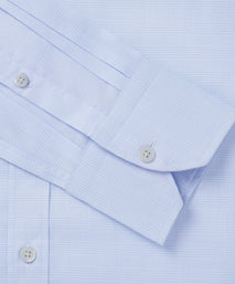 Pale Blue & White Slim Fit Prince of Wales Check Dress Shirt