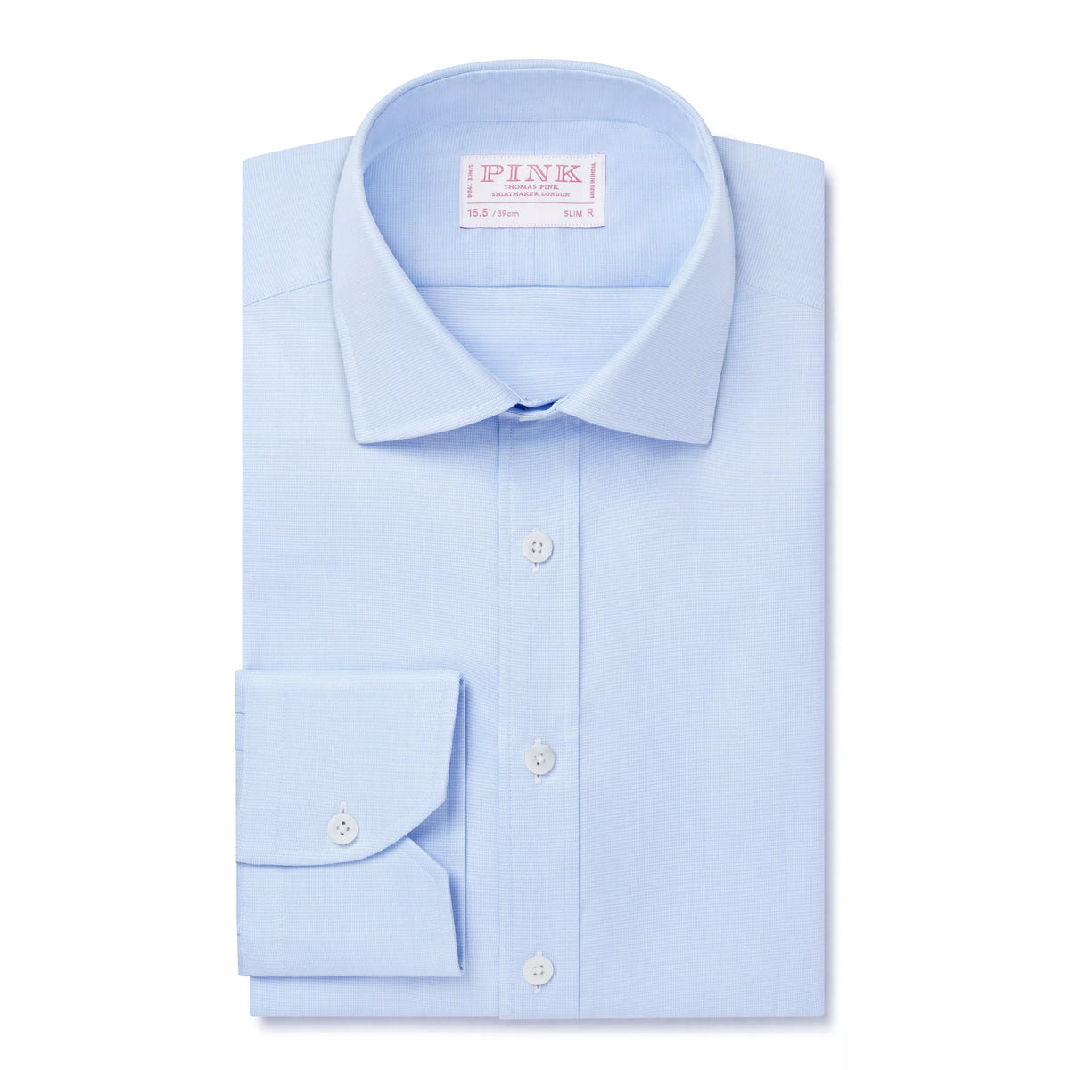 Pale Blue & White Slim Fit Puppytooth Dress Shirt