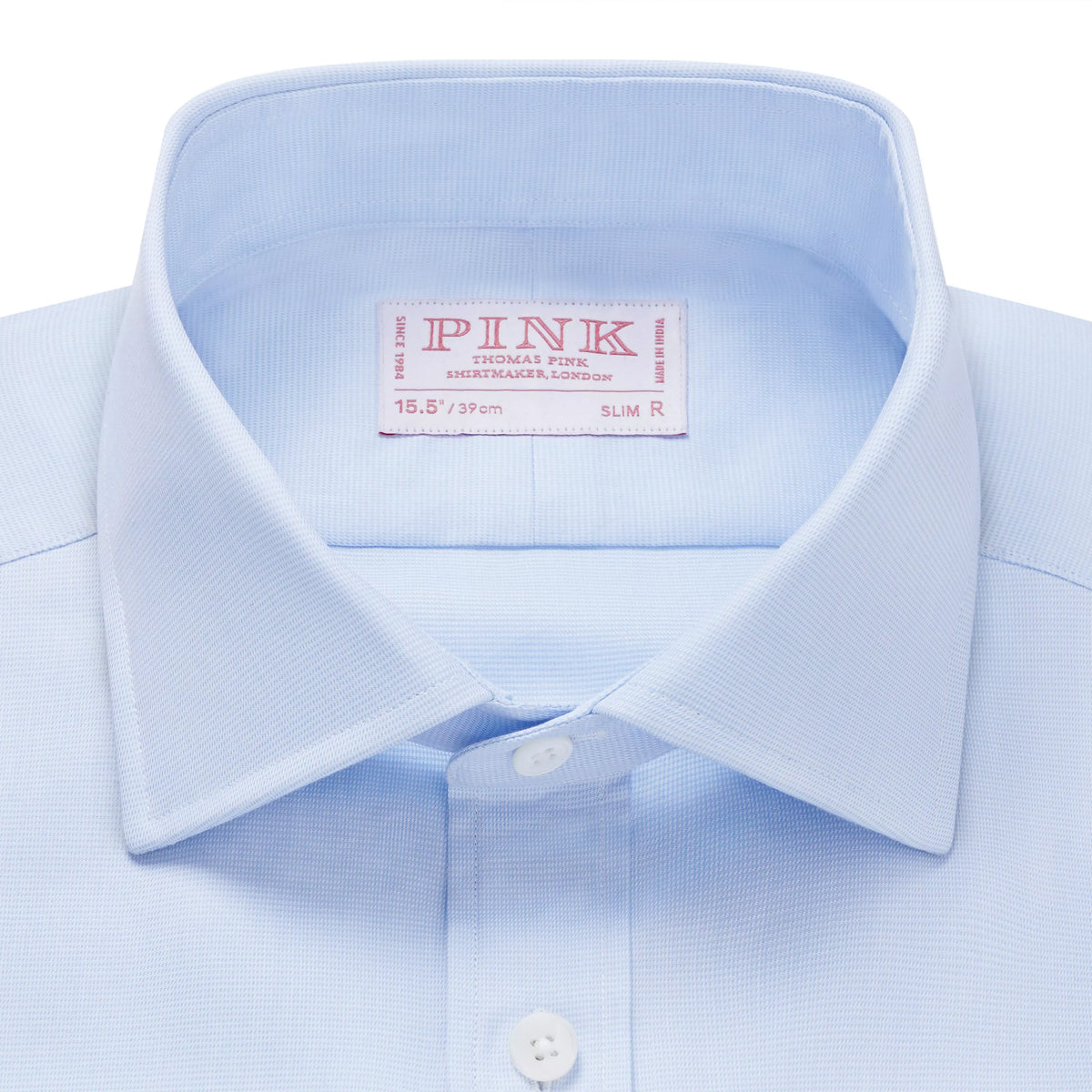 Pale Blue & White Slim Fit Puppytooth Dress Shirt