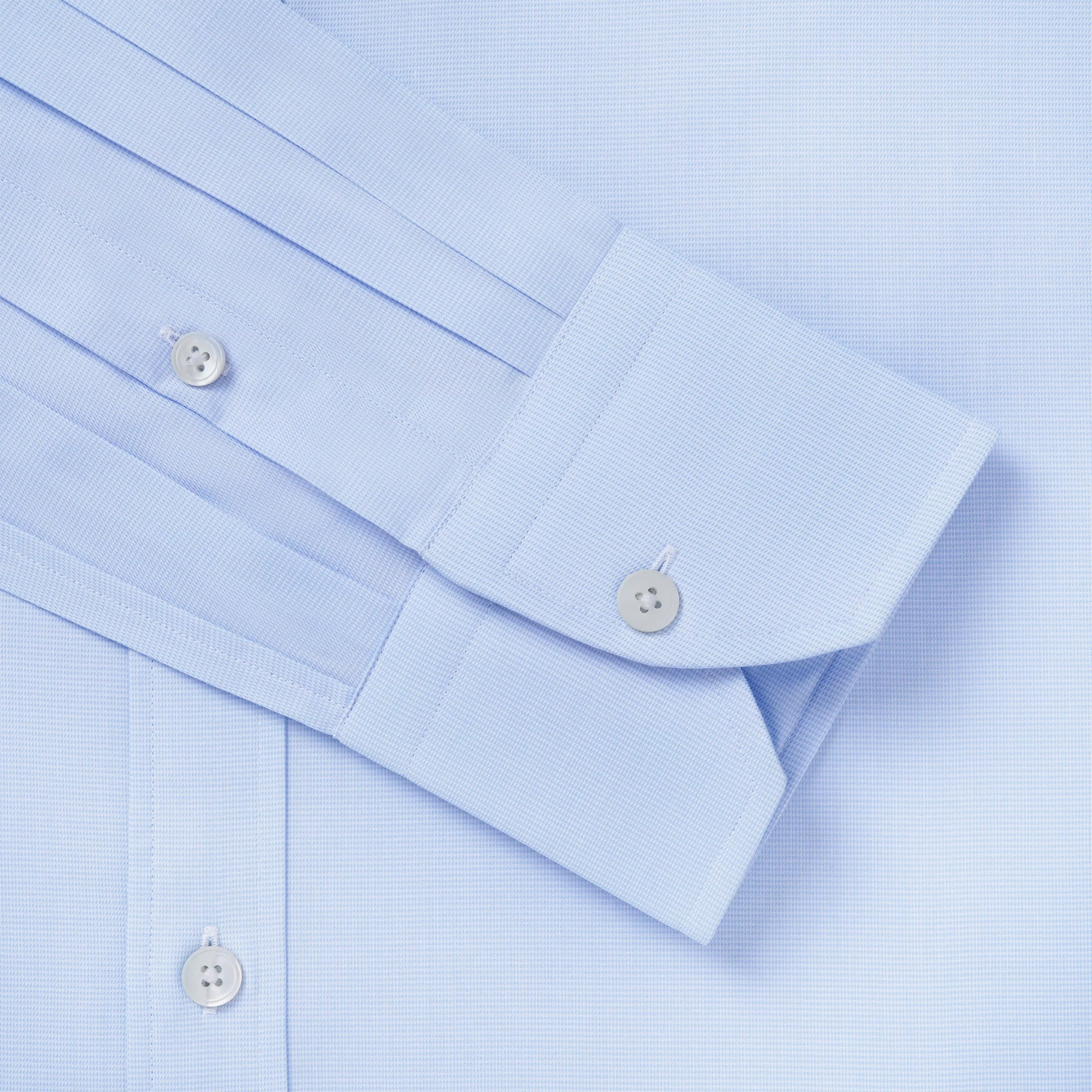 Pale Blue & White Slim Fit Puppytooth Dress Shirt