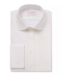 Off White Tailored Fit French Cuff Cotton Oxford Dress Shirt