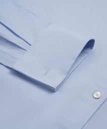 Pale Blue & White Tailored Fit French Cuff Puppytooth Dress Shirt