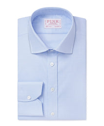 Pale Blue & White Tailored Fit Prince of Wales Check Dress Shirt