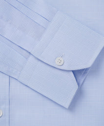 Pale Blue & White Tailored Fit Prince of Wales Check Dress Shirt