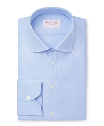 Pale Blue & White Tailored Fit Puppytooth Dress Shirt