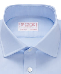 Pale Blue & White Tailored Fit Puppytooth Dress Shirt