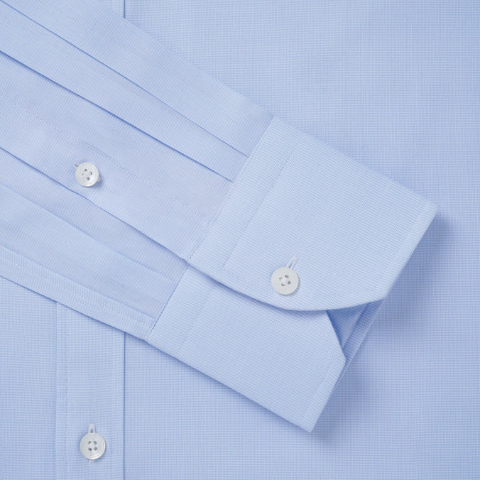 Pale Blue & White Tailored Fit Puppytooth Dress Shirt