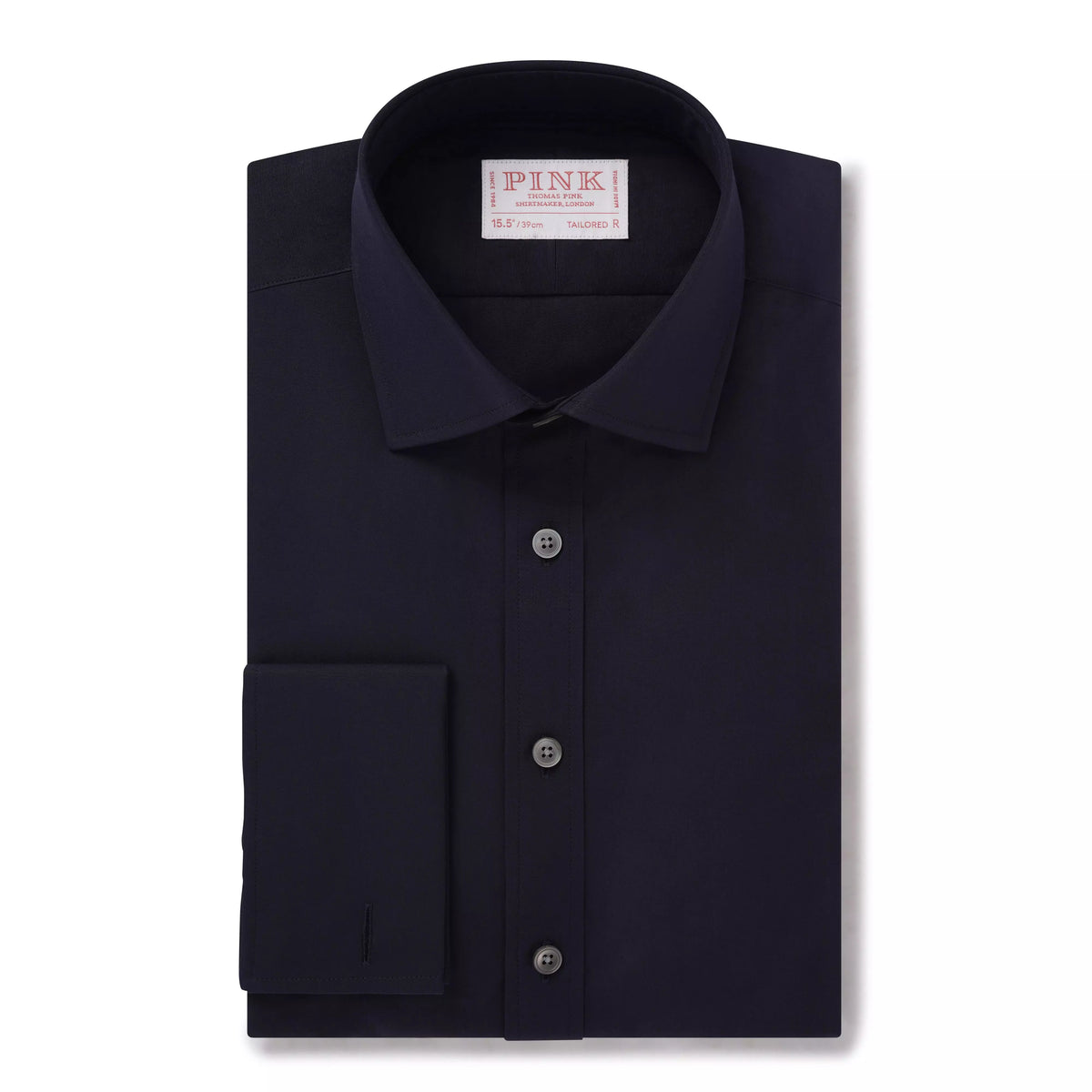 Navy Blue Tailored Fit French Cuff Ramses Cotton Poplin Formal Shirt