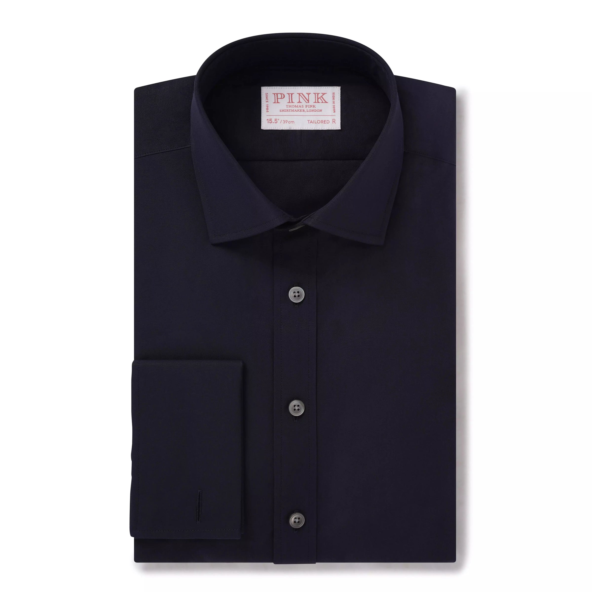 Navy Blue Tailored Fit French Cuff Ramses Cotton Poplin Formal Shirt