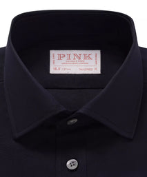 Navy Blue Tailored Fit French Cuff Ramses Cotton Poplin Formal Shirt