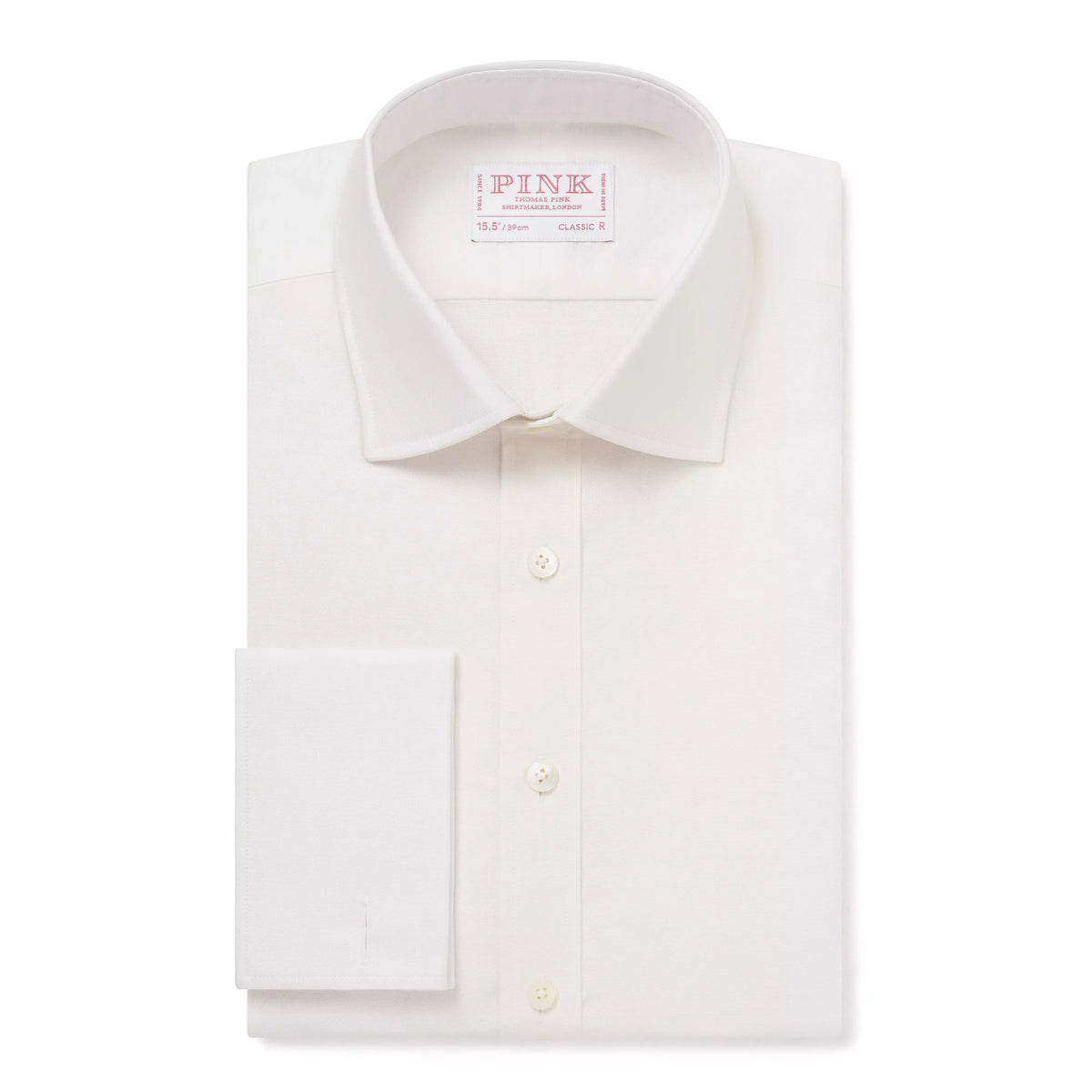 White Classic Fit French Cuff Cotton Oxford Dress Shirt