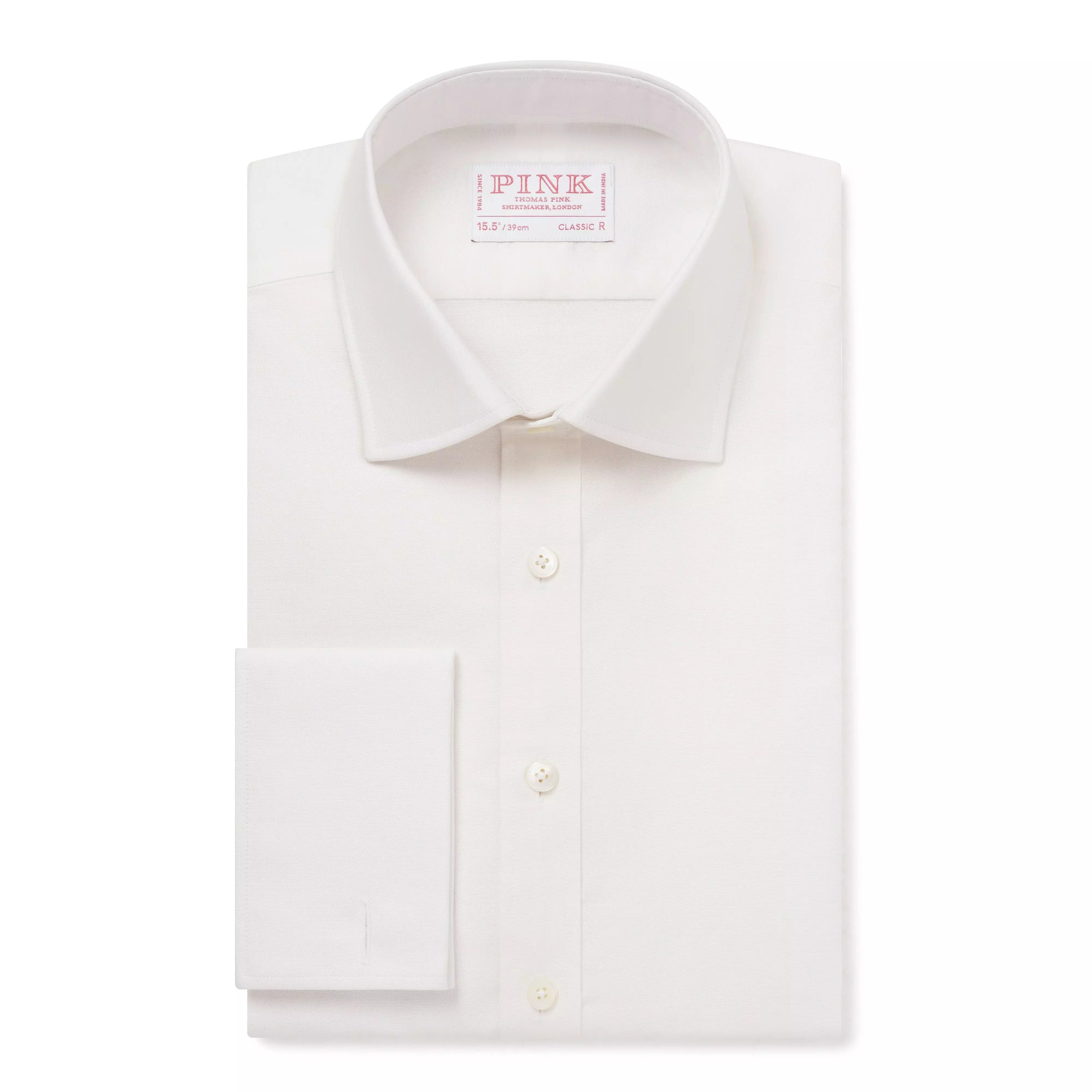 White Classic Fit French Cuff Cotton Oxford Dress Shirt