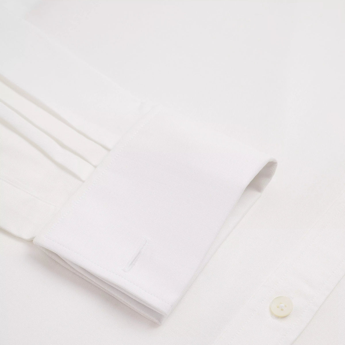 White Classic Fit French Cuff Cotton Oxford Dress Shirt