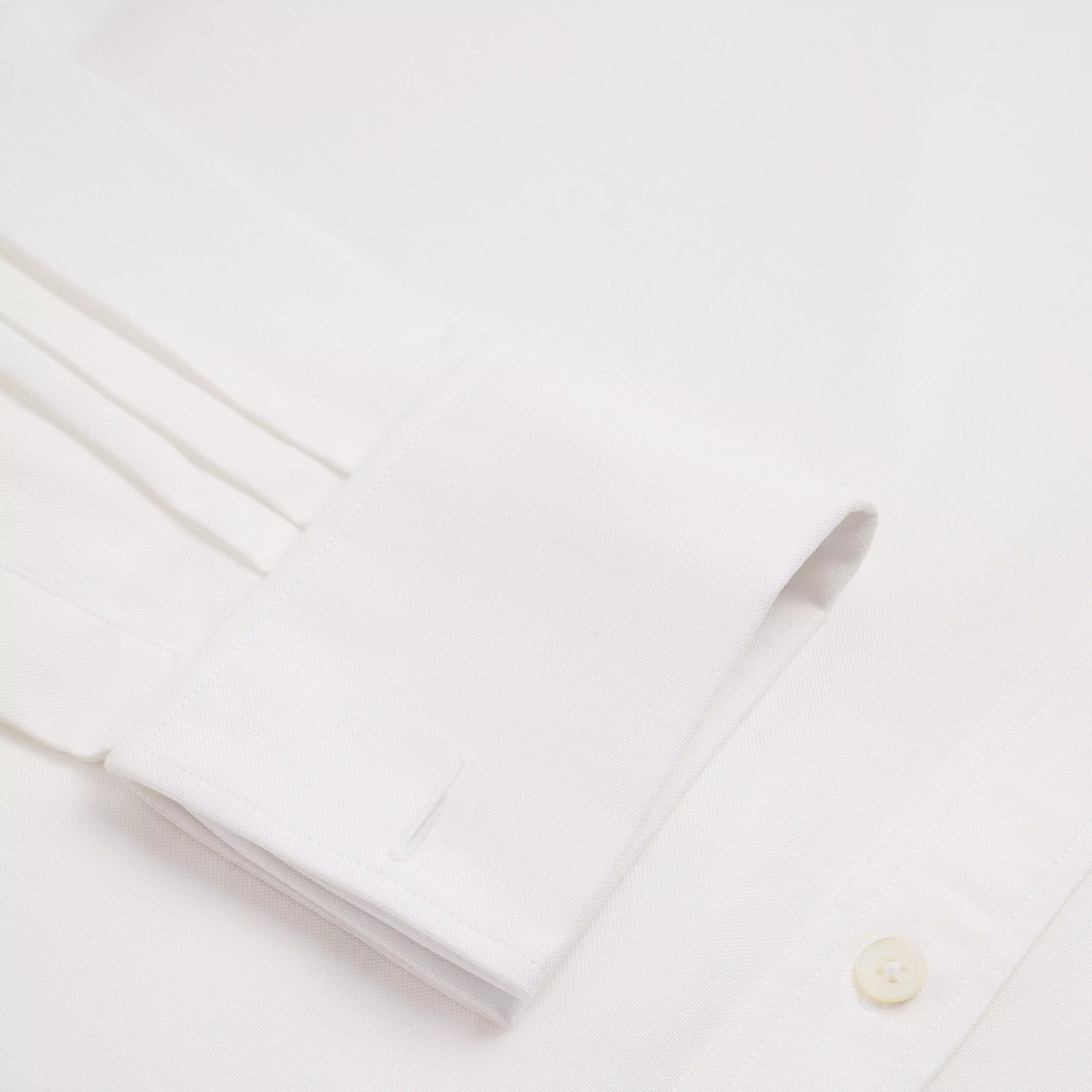 White Classic Fit French Cuff Cotton Oxford Dress Shirt