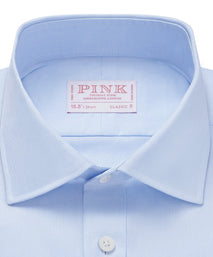 Pale Blue & White Classic Fit French Cuff Puppytooth Dress Shirt