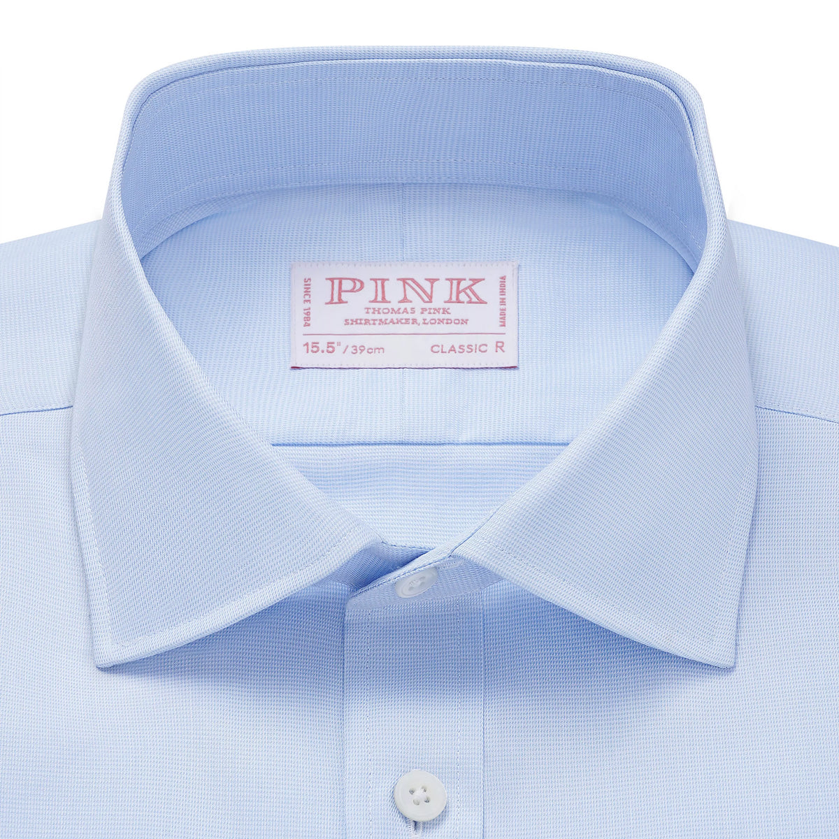 Pale Blue & White Classic Fit French Cuff Puppytooth Dress Shirt