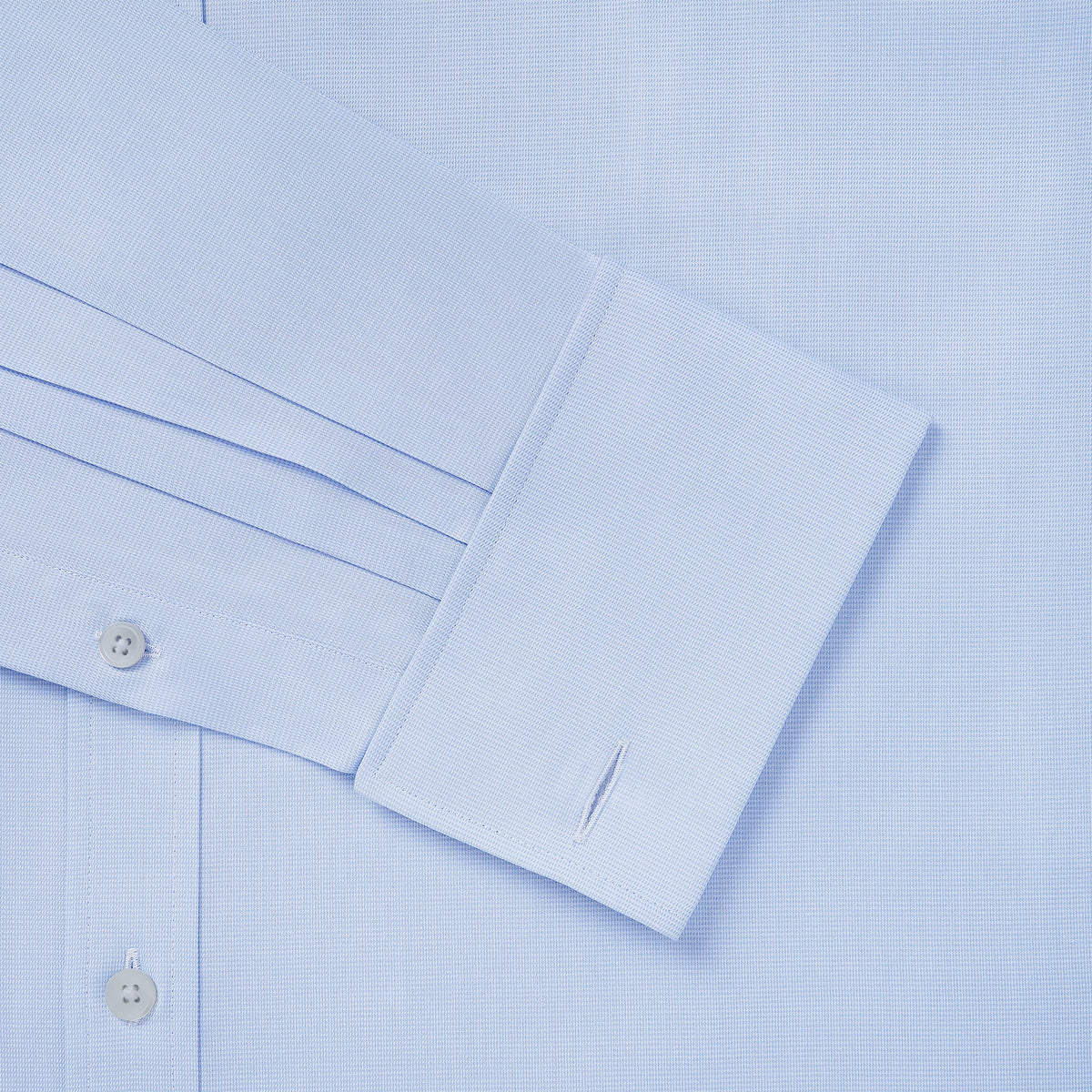 Pale Blue & White Classic Fit French Cuff Puppytooth Dress Shirt