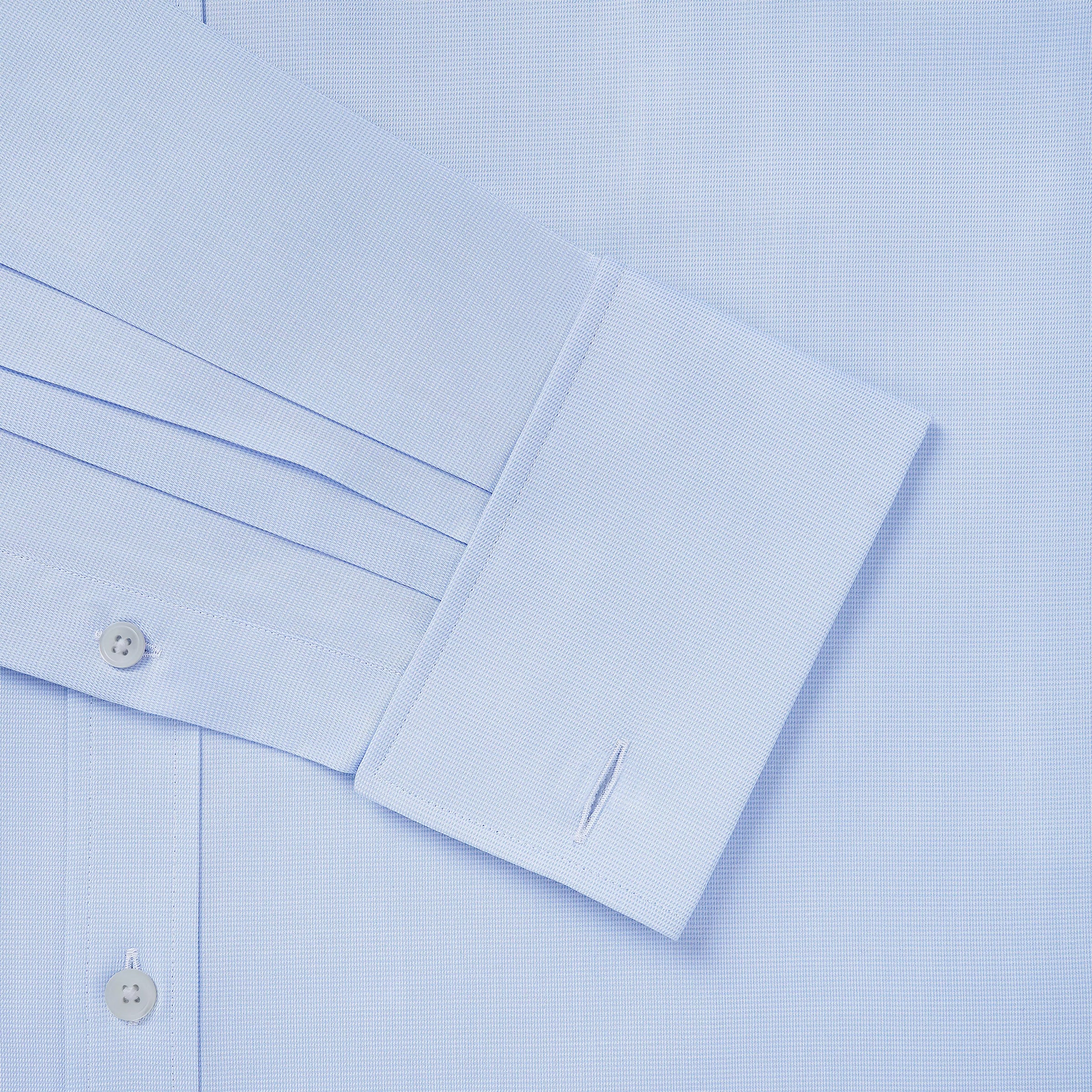 Pale Blue & White Classic Fit French Cuff Puppytooth Dress Shirt