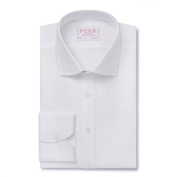 White Classic Fit Cotton Oxford Dress Shirt