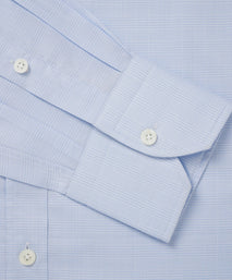 Pale Blue & White Classic Fit Prince of Wales Check Dress Shirt