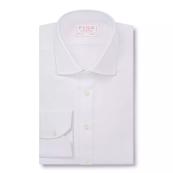 White Classic Fit Textured Dobby Formal Shirt