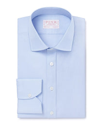 Pale Blue & White Classic Fit Puppytooth Dress Shirt