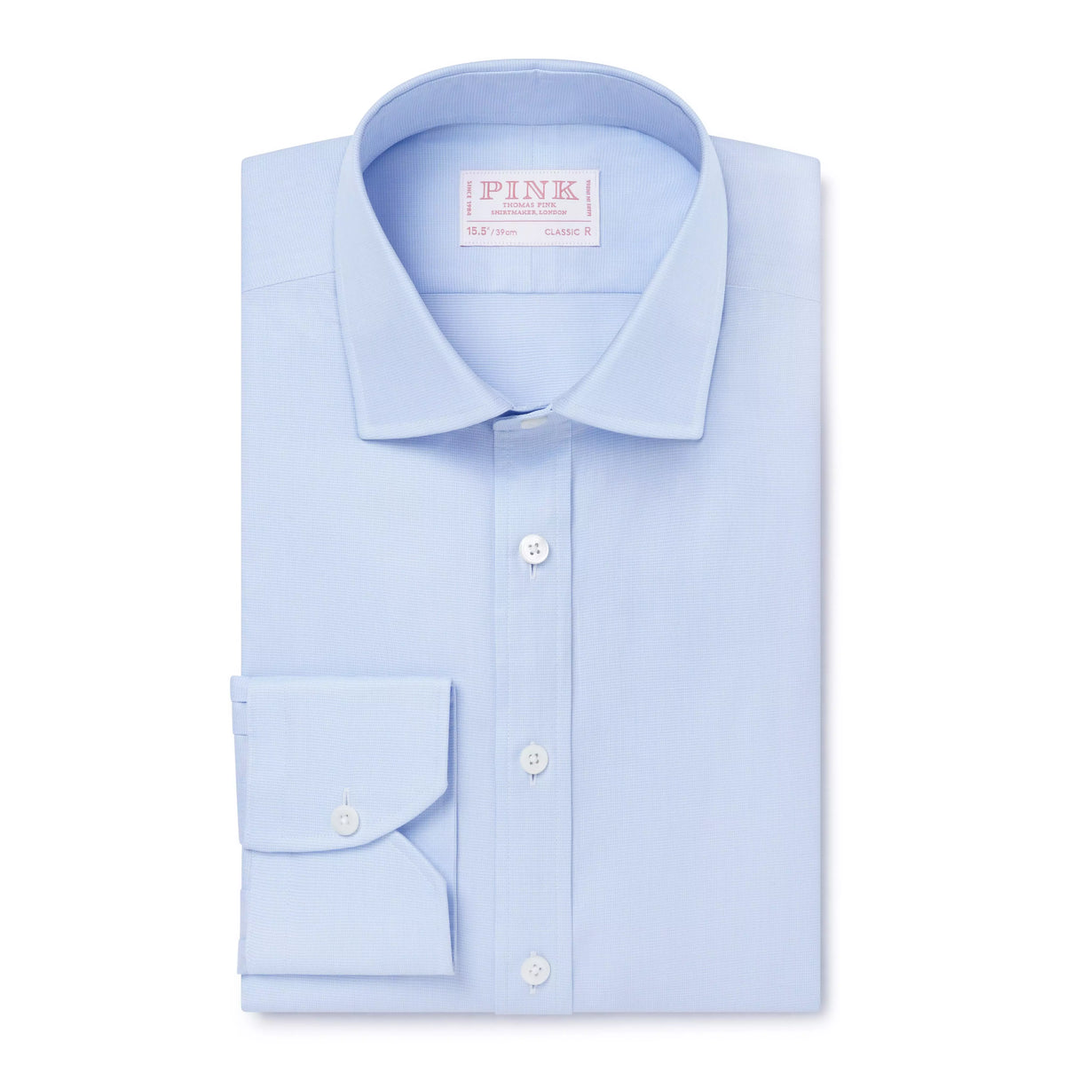 Pale Blue & White Classic Fit Puppytooth Dress Shirt