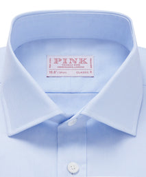 Pale Blue & White Classic Fit Puppytooth Dress Shirt