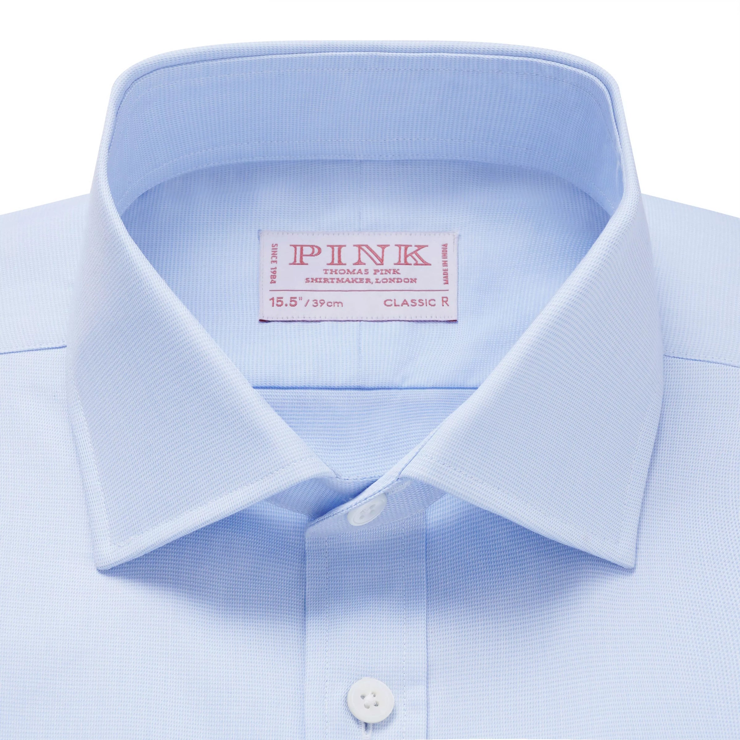 Pale Blue & White Classic Fit Puppytooth Dress Shirt