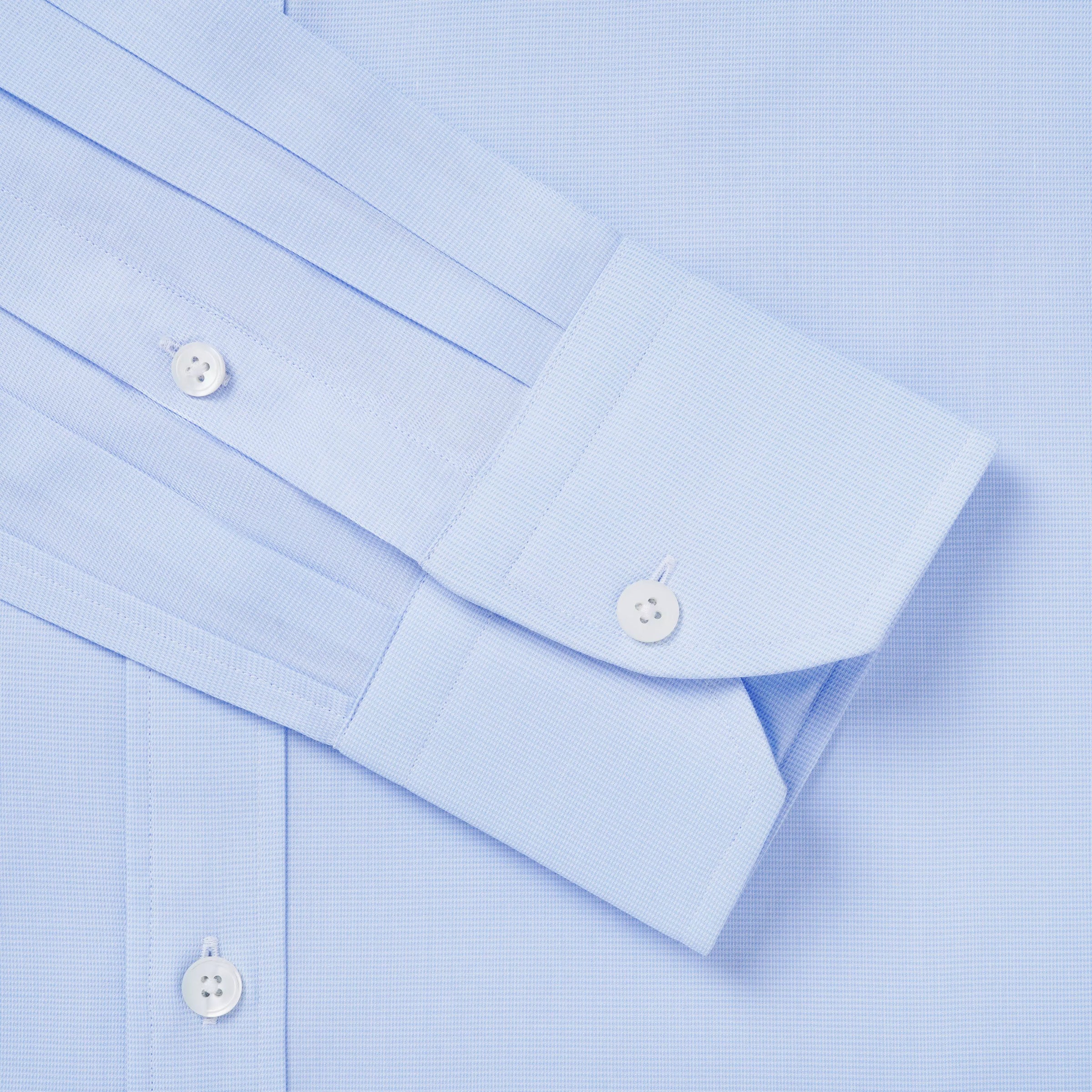 Pale Blue & White Classic Fit Puppytooth Dress Shirt