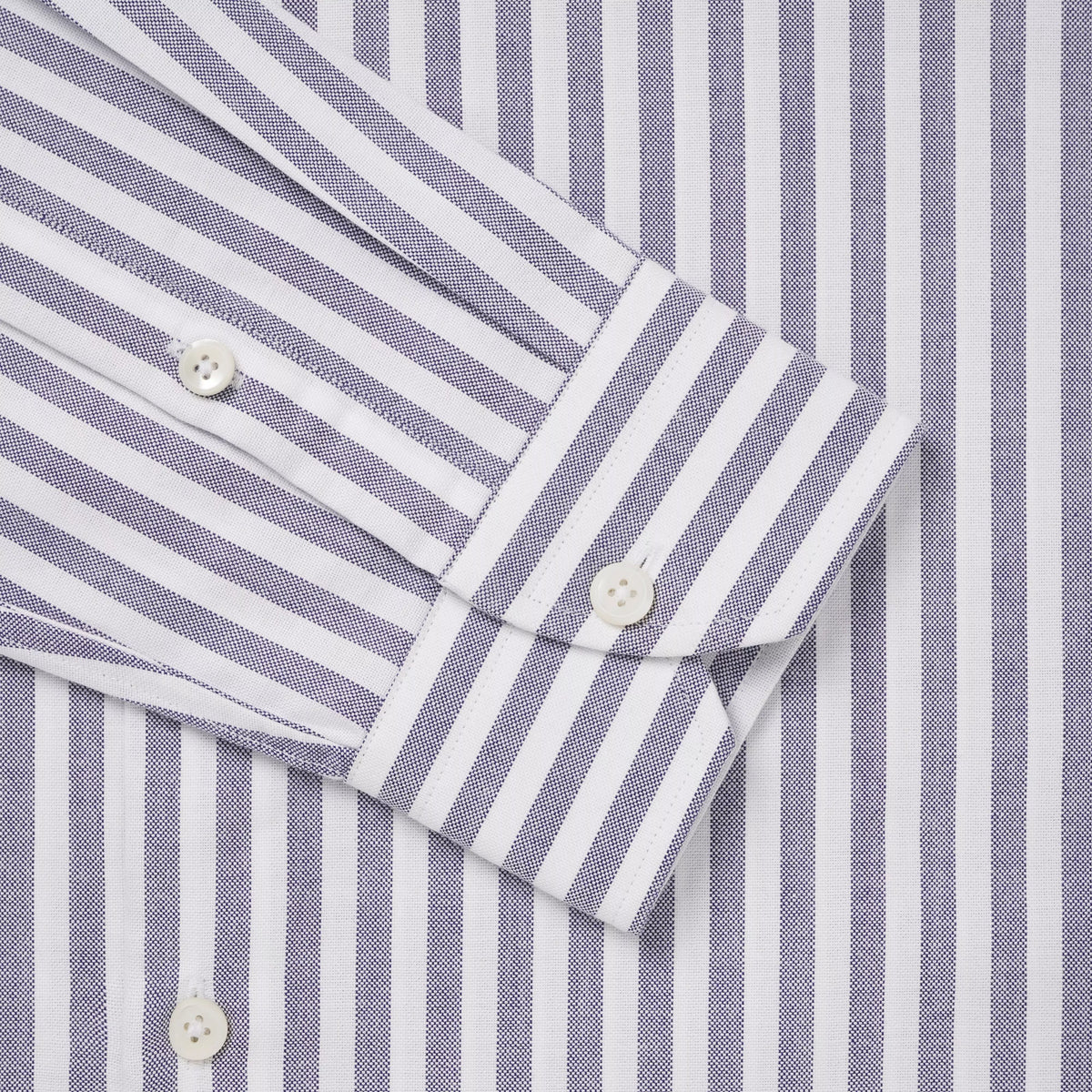 Navy Blue & White Classic Fit Business Casual Striped Oxford Shirt