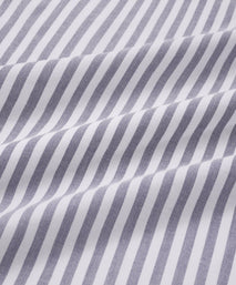 Navy Blue & White Classic Fit Business Casual Striped Oxford Shirt