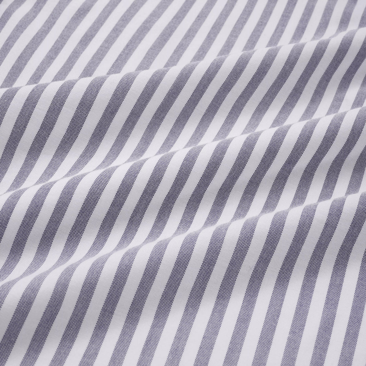 Navy Blue & White Classic Fit Business Casual Striped Oxford Shirt