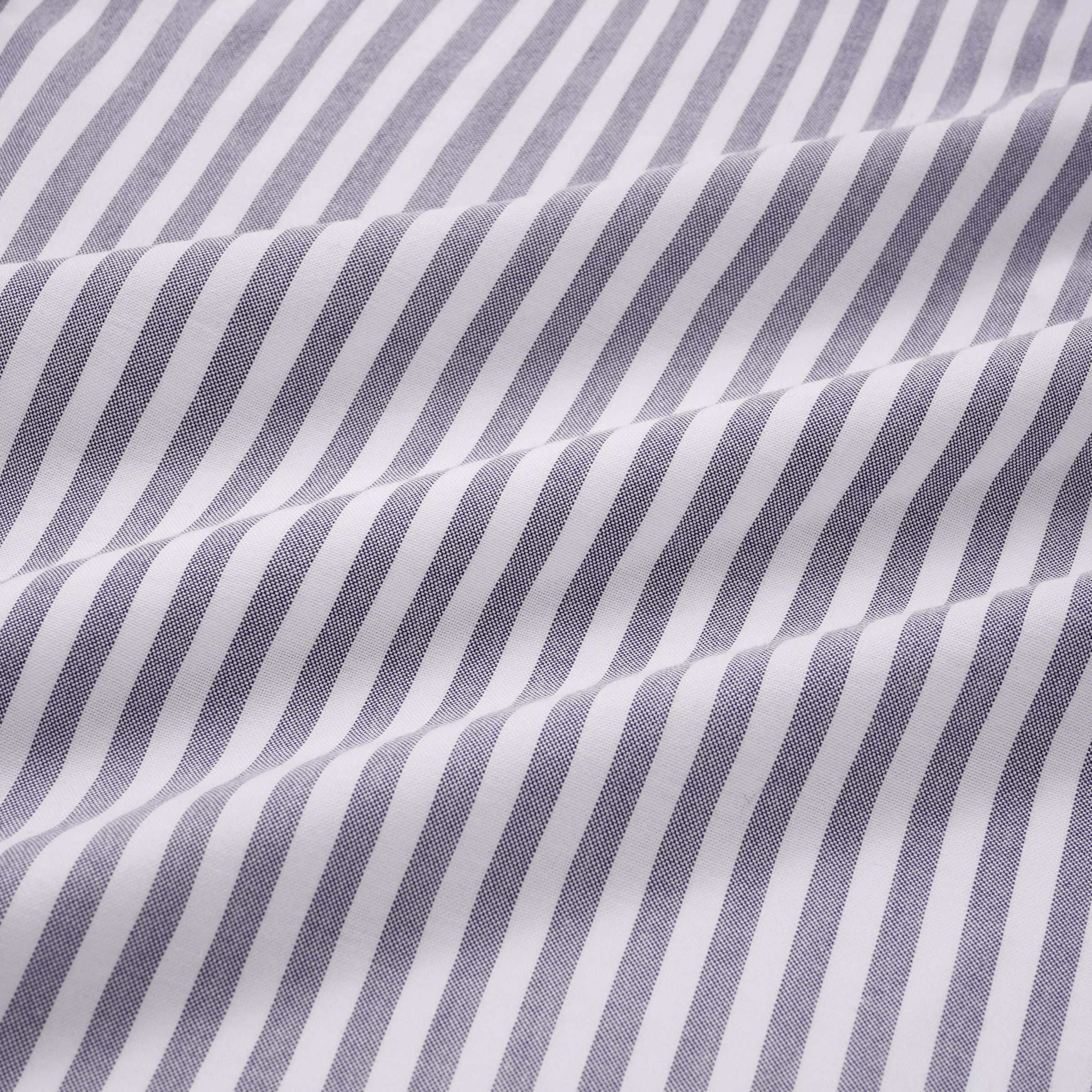 Navy Blue & White Classic Fit Business Casual Striped Oxford Shirt
