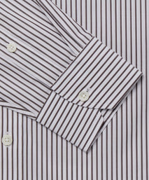 Brown & White Tailored Fit Smart Casual Striped Cotton Shirt