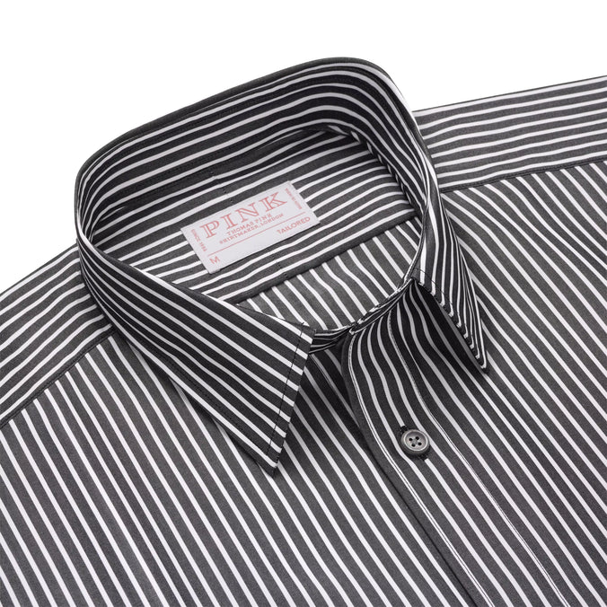Black & White Tailored Fit Smart Casual Striped Poplin Shirt